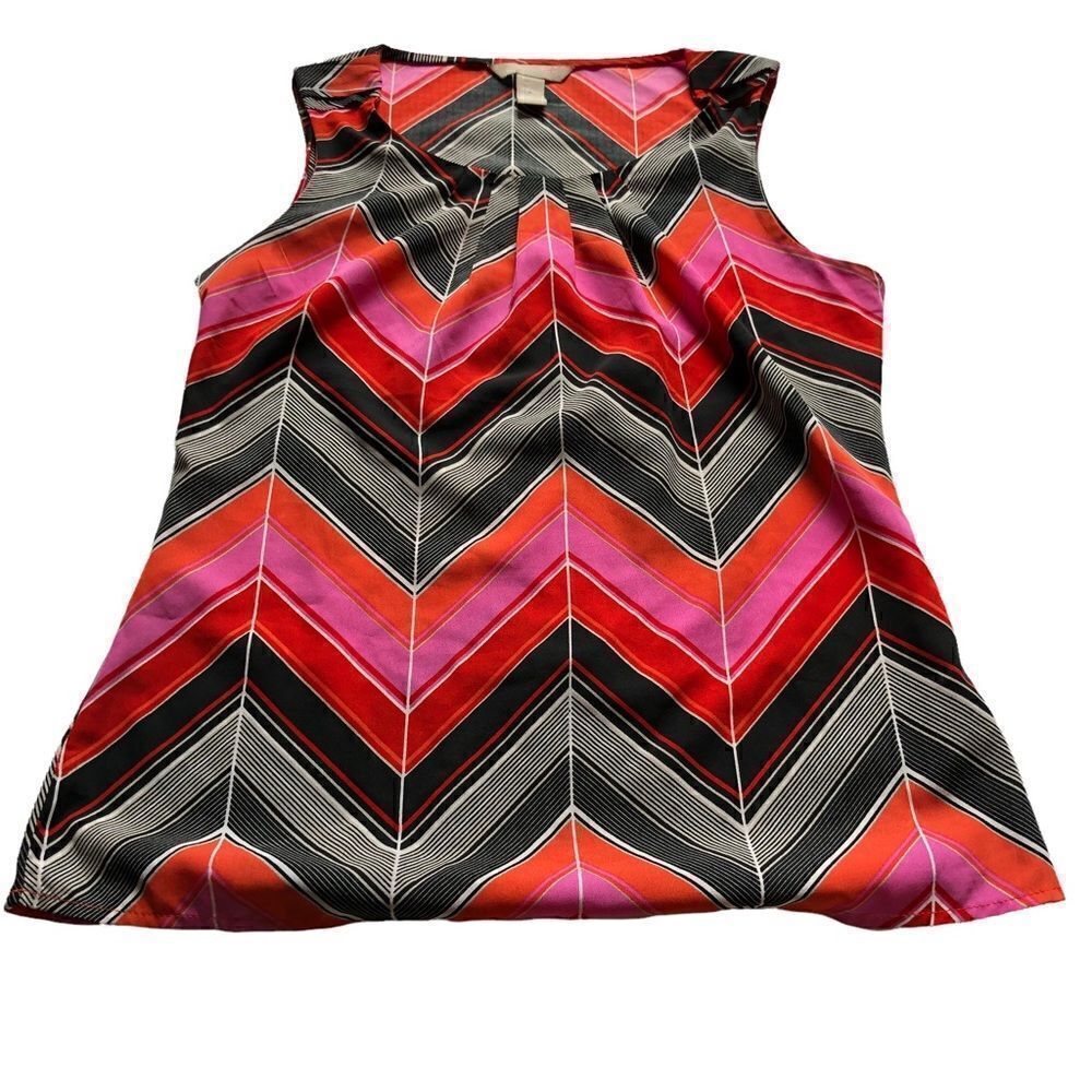 Banana Republic tank blouse geometric design in black red and pink XS